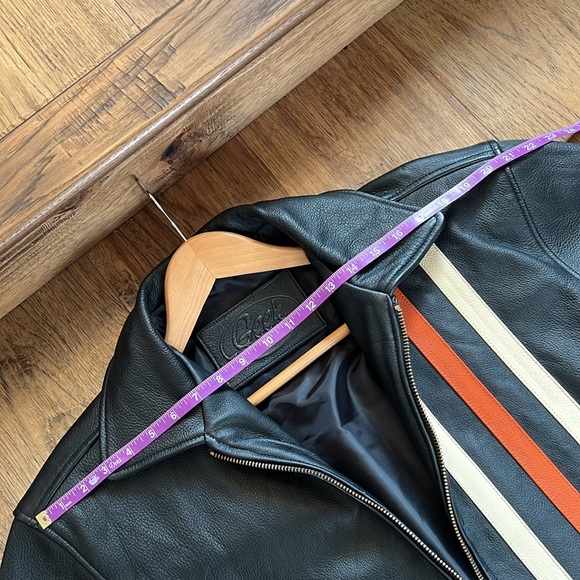 Geek Squad Automotive Racing Black Leather Bomber Jacket with Race Stripes! - Picture 9 of 12